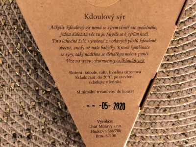 Chuť Moravy - Kdoulový sýr (želé) - zadní strana